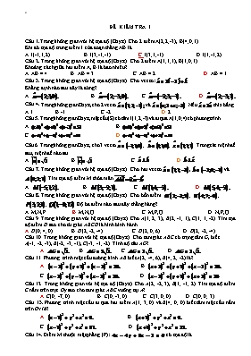 Đề kiểm tra 1 tiết môn Hình học không gian